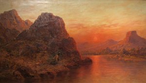 Indian Hunter at Sunset